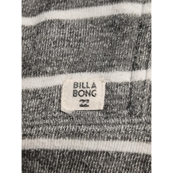 Billabong Grey White Striped Lace Up Hoodie French Terry Pullover womens Medium - Picture 3 of 5